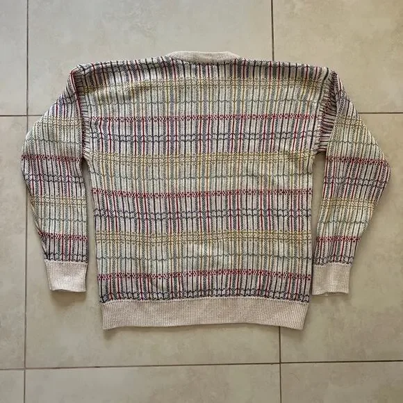 Vintage Claiborne Multicolored Crew Neck Knit Pullover Sweater Size L - Picture 3 of 14